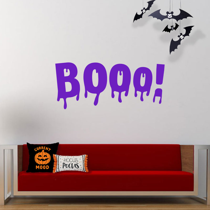 Vinyl Wall Art Decal - Booo - 22" x 51" - Fun Halloween Slimey Letters Seasonal Decoration Sticker - Kids Teens Adults Indoor Outdoor Wall Door Window Living Room Office Decor (22" x 51"; Purple) 4