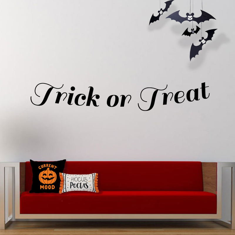 Vinyl Wall Art Decal - Trick Or Treat - Fun Spooky Halloween Seasonal Decoration Sticker - Kids Teens Adults Indoor Outdoor Wall Door Window Living Room Office Decor 2