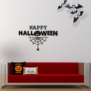 Vinyl Wall Art Decal - Happy Halloween with Spiderweb - Fun Halloween Season Decor Sticker - Kids Teens Adults Indoor Outdoor Wall Door Window Living Room Office Decor (15" x 23"; Black) 2