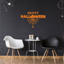 Vinyl Wall Art Decal - Happy Halloween with Spiderweb - 15" x 23" - Fun Halloween Season Decor Sticker - Kids Teens Adults Indoor Outdoor Wall Door Window Living Room Office Decor (15" x 23"; Orange) 2