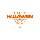 Vinyl Wall Art Decal - Happy Halloween with Spiderweb - 15" x 23" - Fun Halloween Season Decor Sticker - Kids Teens Adults Indoor Outdoor Wall Door Window Living Room Office Decor (15" x 23"; Orange) 1