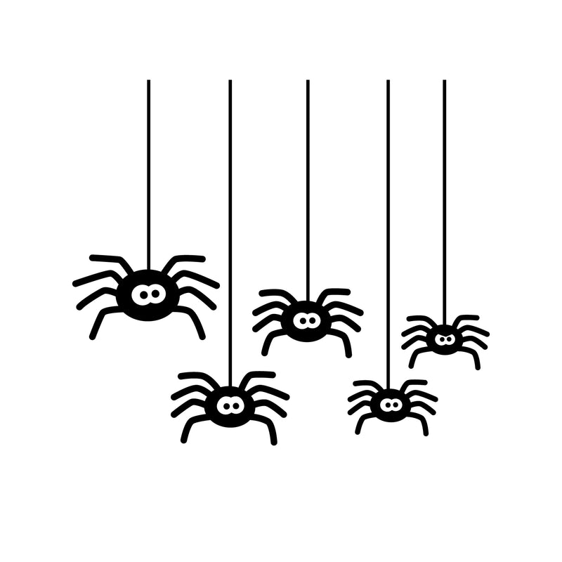 Set of 5 Vinyl Wall Art Decals - Spiders - Cute Halloween Seasonal Decoration Sticker - Kids Teens Adults Indoor Outdoor Wall Door Window Living Room Office Decor 1