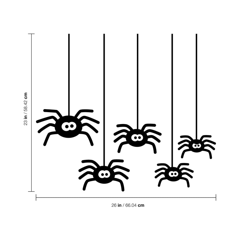 Set of 5 Vinyl Wall Art Decals - Spiders - 23" x 26" - Cute Halloween Seasonal Decoration Sticker - Kids Teens Adults Indoor Outdoor Wall Door Window Living Room Office Decor 4