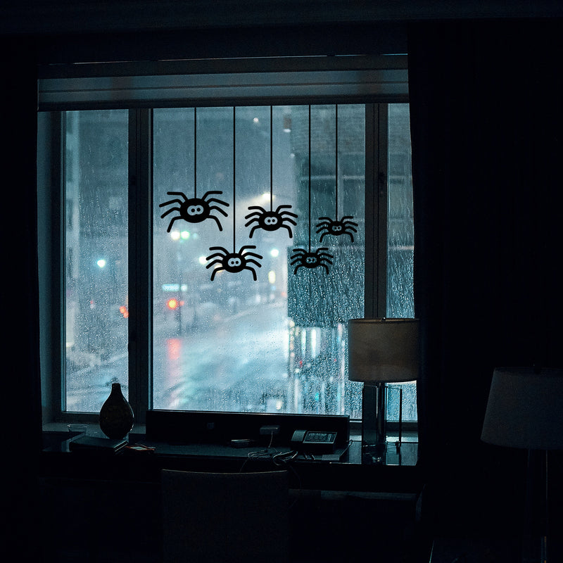 Set of 5 Vinyl Wall Art Decals - Spiders - 23" x 26" - Cute Halloween Seasonal Decoration Sticker - Kids Teens Adults Indoor Outdoor Wall Door Window Living Room Office Decor 3