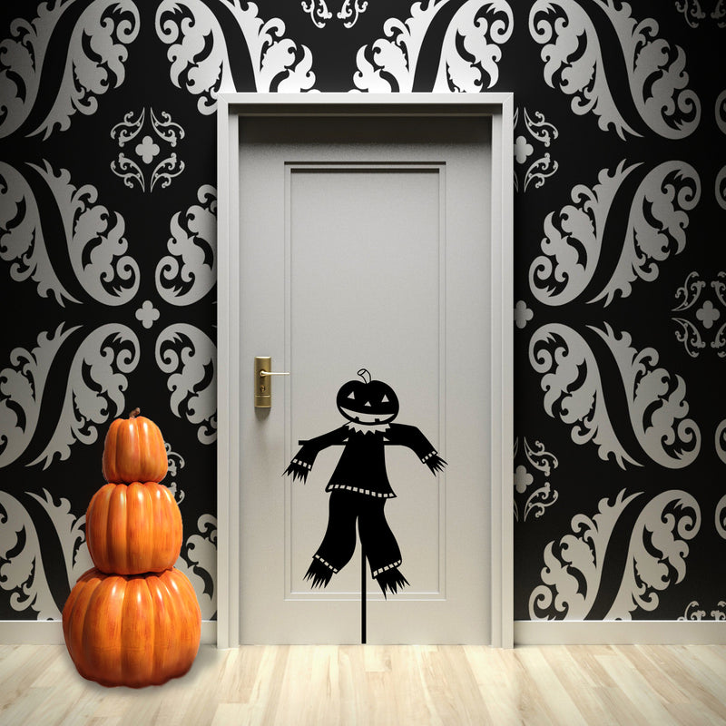 Vinyl Wall Art Decal - Pumpkin Head Scarecrow - 36" x 22" - Happy Halloween Season Decoration Sticker - Kids Teens Adults Indoor Outdoor Wall Door Window Living Room Office Decor 3