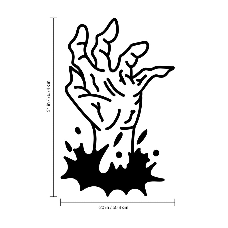 Vinyl Wall Art Decal - Zombie Hand - 31" x 20" - Fun Scary Halloween Seasonal Decoration Sticker - Teens Adults Indoor Outdoor Wall Door Window Living Room Bedroom Home Office Decor 4