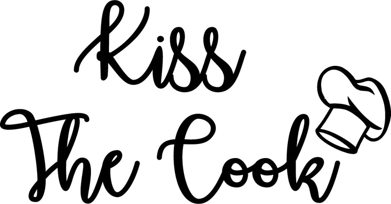 Vinyl Wall Art Decal - Kiss The Cook - Funny Adult Humor Cursive Lettering Quotes Home Bedroom Living Room Wall Decor - Witty Kitchen Dining Room Chef Decor Sticker 1
