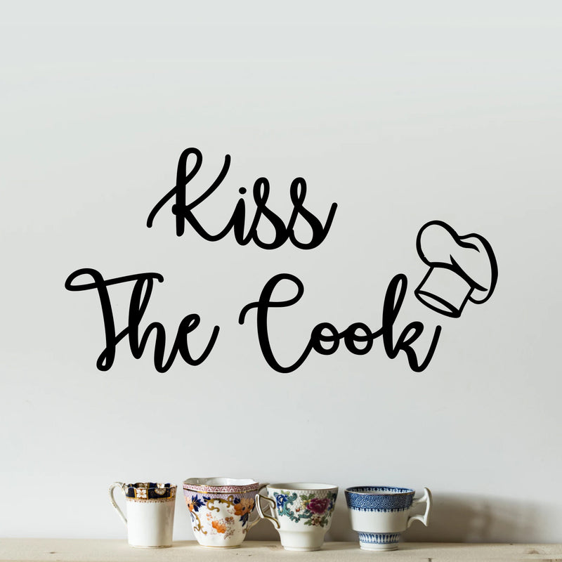 Vinyl Wall Art Decal - Kiss The Cook - 12" x 23" - Funny Adult Humor Cursive Lettering Quotes Home Bedroom Living Room Wall Decor - Witty Kitchen Dining Room Chef Decor Sticker 3