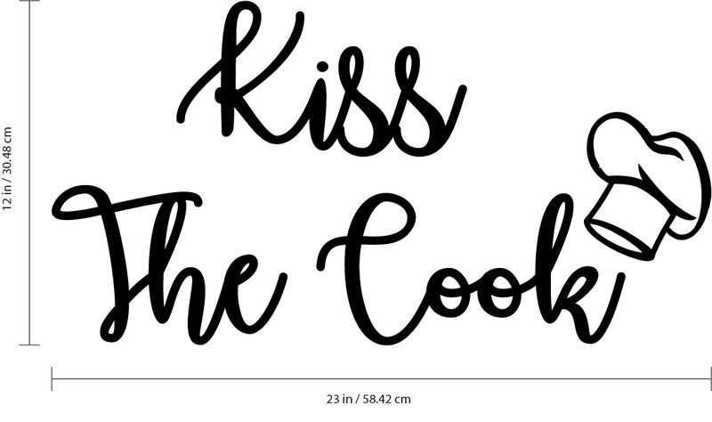 Vinyl Wall Art Decal - Kiss The Cook - 12" x 23" - Funny Adult Humor Cursive Lettering Quotes Home Bedroom Living Room Wall Decor - Witty Kitchen Dining Room Chef Decor Sticker 4