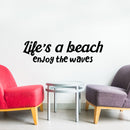 Vinyl Wall Art Decal - Life’s A Beach Enjoy The Waves - 10.5" x 37" - Motivational Office Workplace Business Quote Sticker - Peel and Stick Wall Home Living Room Bedroom Decor 2