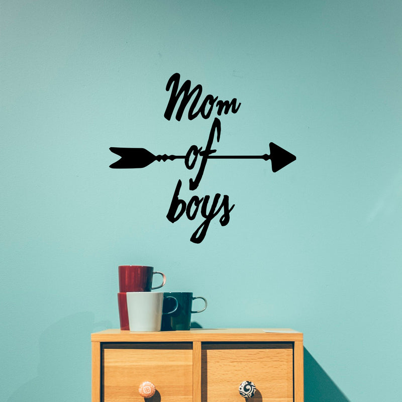 Vinyl Wall Art Decal - Mom of Boys - 21" x 23" - Sweet Family Quotes for Indoor Outdoor Wall Home Living Room Decor - Little Boy’s Nursery Playroom Bedroom Door Household Stickers 2