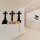 Set Of 3 Vinyl Wall Art Decal - Tombstones - Each - Spooky Halloween Season Decoration Sticker - Kids Teens Adults Indoor Outdoor Wall Door Living Room Bedroom Home Office Apartment Decor 3