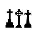 Set Of 3 Vinyl Wall Art Decal - Tombstones - Each - Spooky Halloween Season Decoration Sticker - Kids Teens Adults Indoor Outdoor Wall Door Living Room Bedroom Home Office Apartment Decor 1