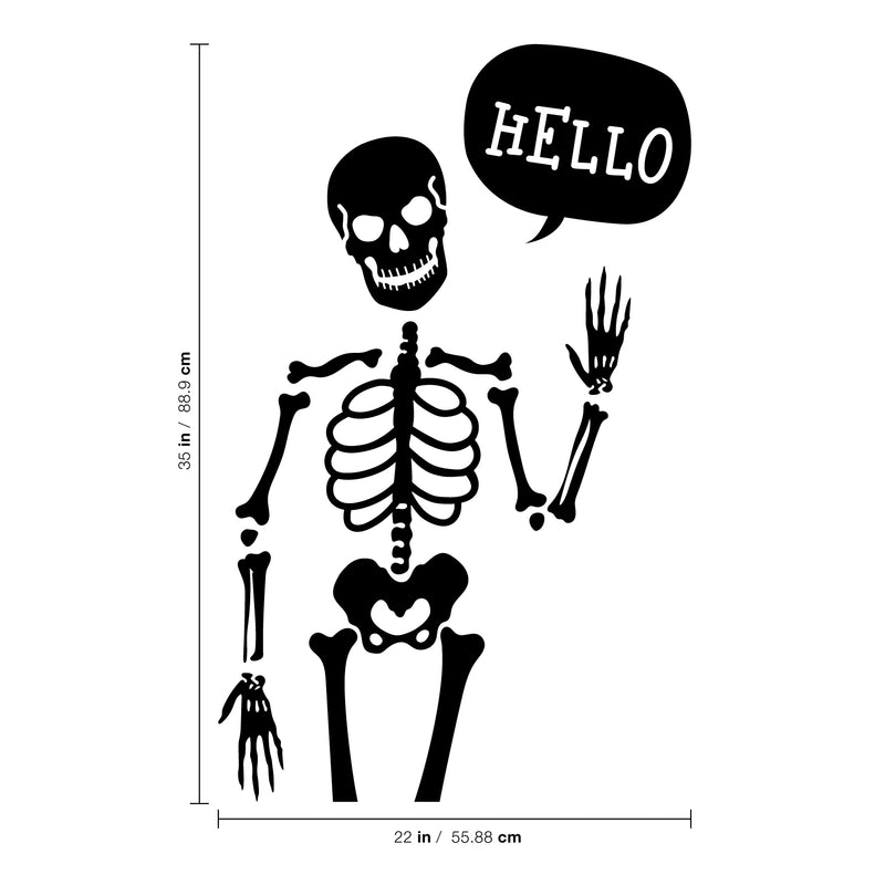 Vinyl Wall Art Decal - Hello Skeleton - Spooky Halloween Decoration Sticker - Indoor Outdoor Wall Door Living Room School Bedroom Home Office Apartment Decor 4