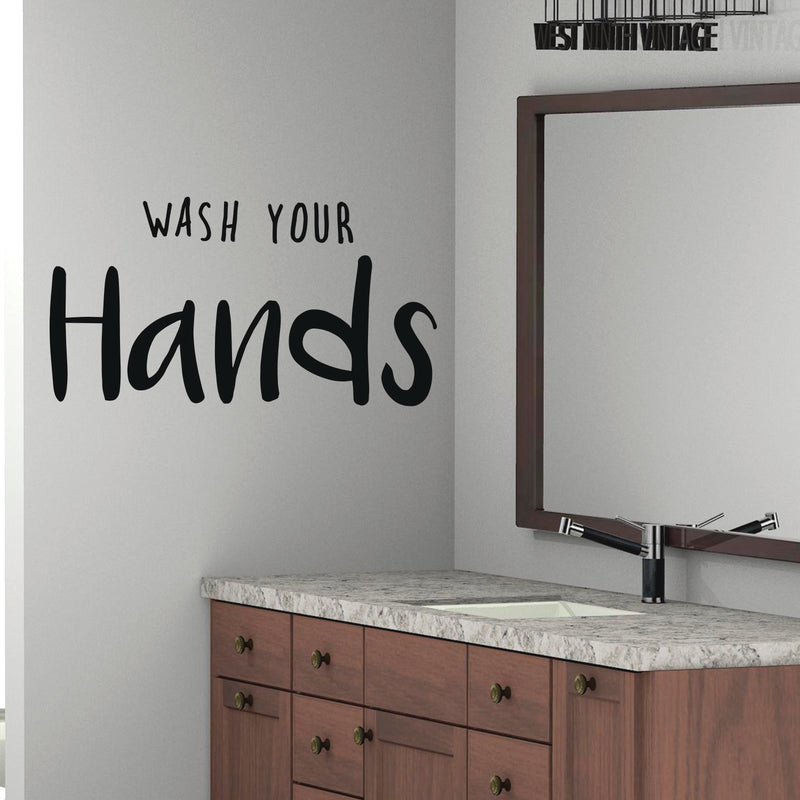 Vinyl Wall Art Decal - Wash Your Hands - 16" x 30" - Clean Household Modern Home Bathroom Decoration Quote - Fun Indoor Outdoor Wall Workplace Restaurant Cafe Bar Restroom Decor 3