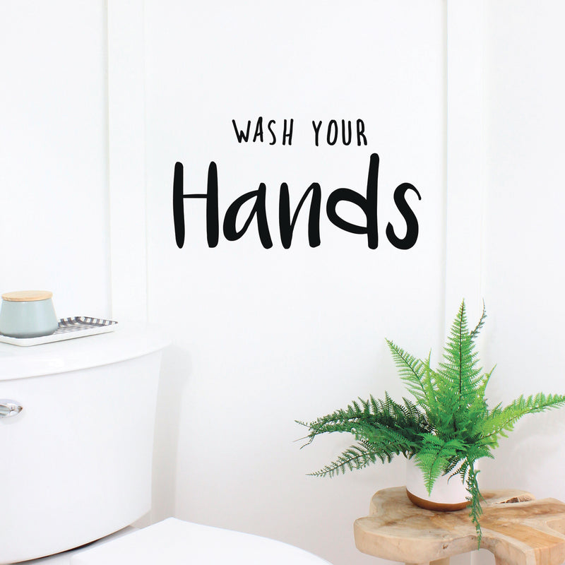 Vinyl Wall Art Decal - Wash Your Hands - Clean Household Modern Home Bathroom Decoration Quote - Fun Indoor Outdoor Wall Workplace Restaurant Cafe Bar Restroom Decor 2