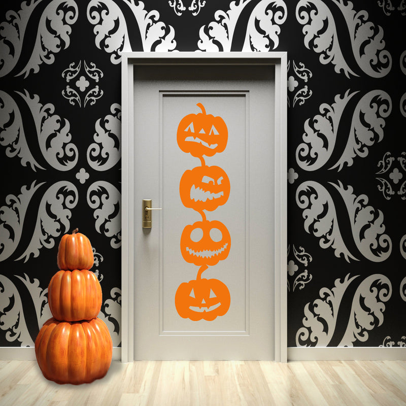 Vinyl Wall Art Decal - 4 Stacked Pumpkins - 21" x 80" - Spooky Halloween Season Decoration Sticker - Indoor Outdoor Wall Door Living Room Bedroom Home Office Apartment Decor (21" x 80"; Orange) 2