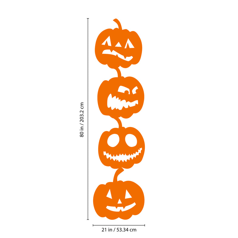 Vinyl Wall Art Decal - 4 Stacked Pumpkins - 21" x 80" - Spooky Halloween Season Decoration Sticker - Indoor Outdoor Wall Door Living Room Bedroom Home Office Apartment Decor (21" x 80"; Orange) 4
