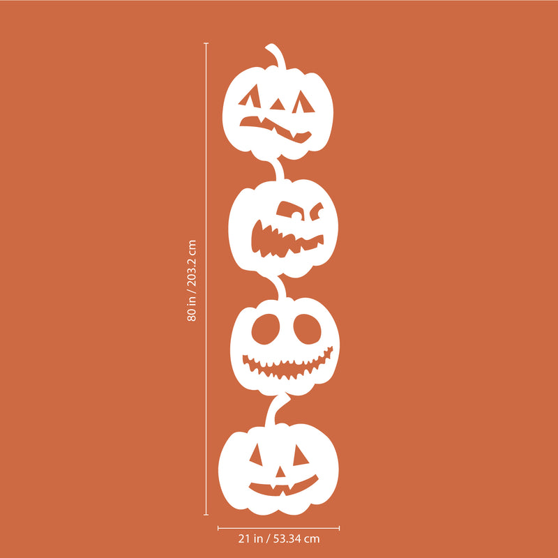 Vinyl Wall Art Decal - 4 Stacked Pumpkins - 21" x 80" - Spooky Halloween Season Decoration Sticker - Indoor Outdoor Wall Door Living Room Bedroom Home Office Apartment Decor (21" x 80"; White) 1
