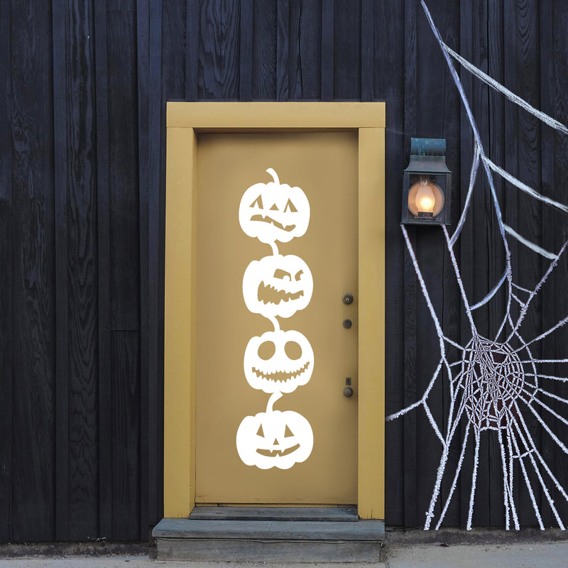 Vinyl Wall Art Decal - 4 Stacked Pumpkins - 21" x 80" - Spooky Halloween Season Decoration Sticker - Indoor Outdoor Wall Door Living Room Bedroom Home Office Apartment Decor (21" x 80"; White) 4