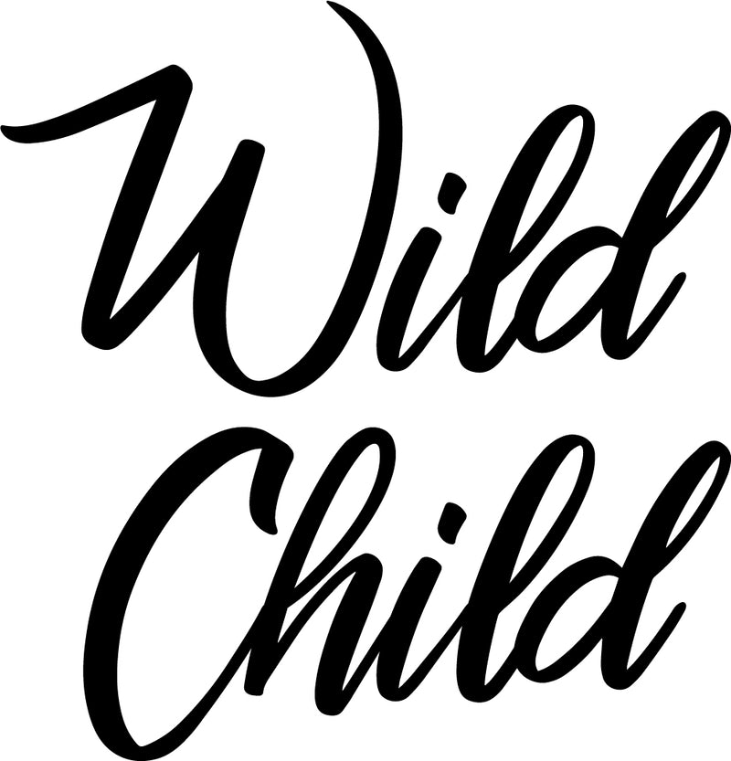 Vinyl Wall Art Decal - Wild Child - 24" x 23" - Trendy Fun and Free Bedroom Apartment Playroom Nursery Decoration Quotes - Modern Indoor Outdoor Home Living Room Household Quotes (24" x 23"; Black) 2