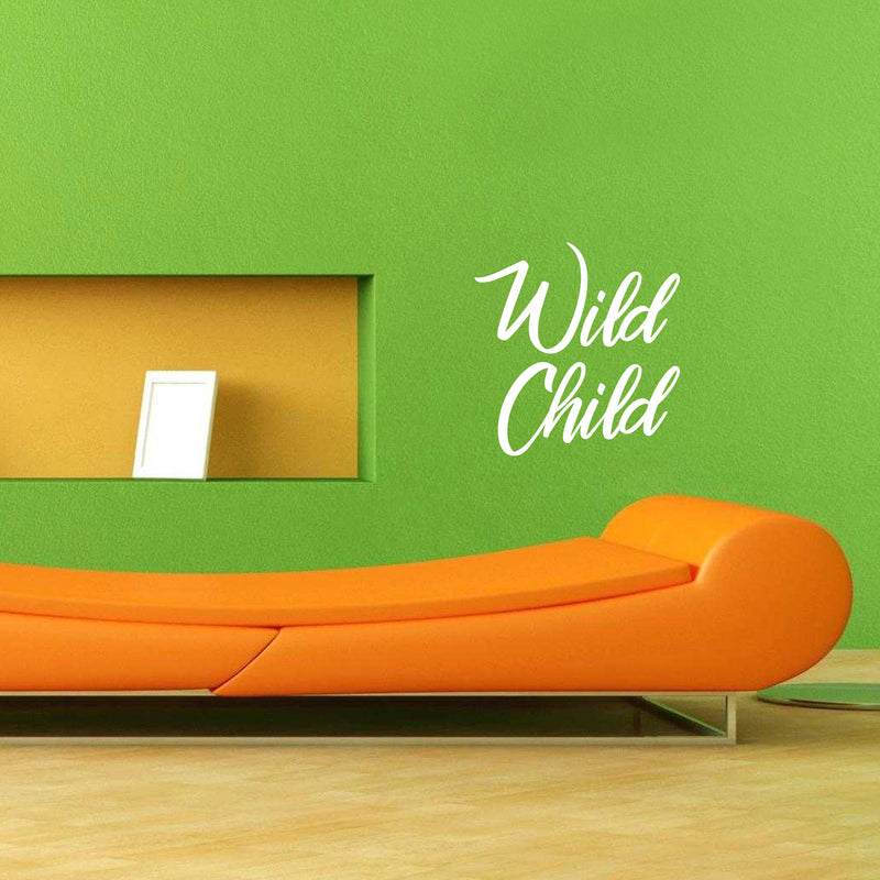 Vinyl Wall Art Decal - Wild Child - 24" x 23" - Trendy Fun and Free Bedroom Apartment Playroom Nursery Decoration Quotes - Modern Indoor Outdoor Home Living Room Household Quotes (24" x 23"; White) 4