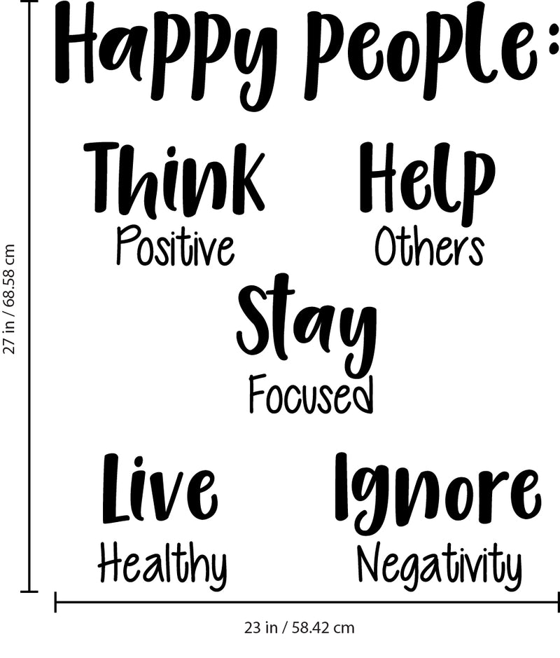 Vinyl Wall Art Decal - Happy People Think Help Stay Live Ignore - Inspirational Workplace Bedroom Apartment Decor Decals - Positive Indoor Outdoor Home Living Room Office Quotes 4