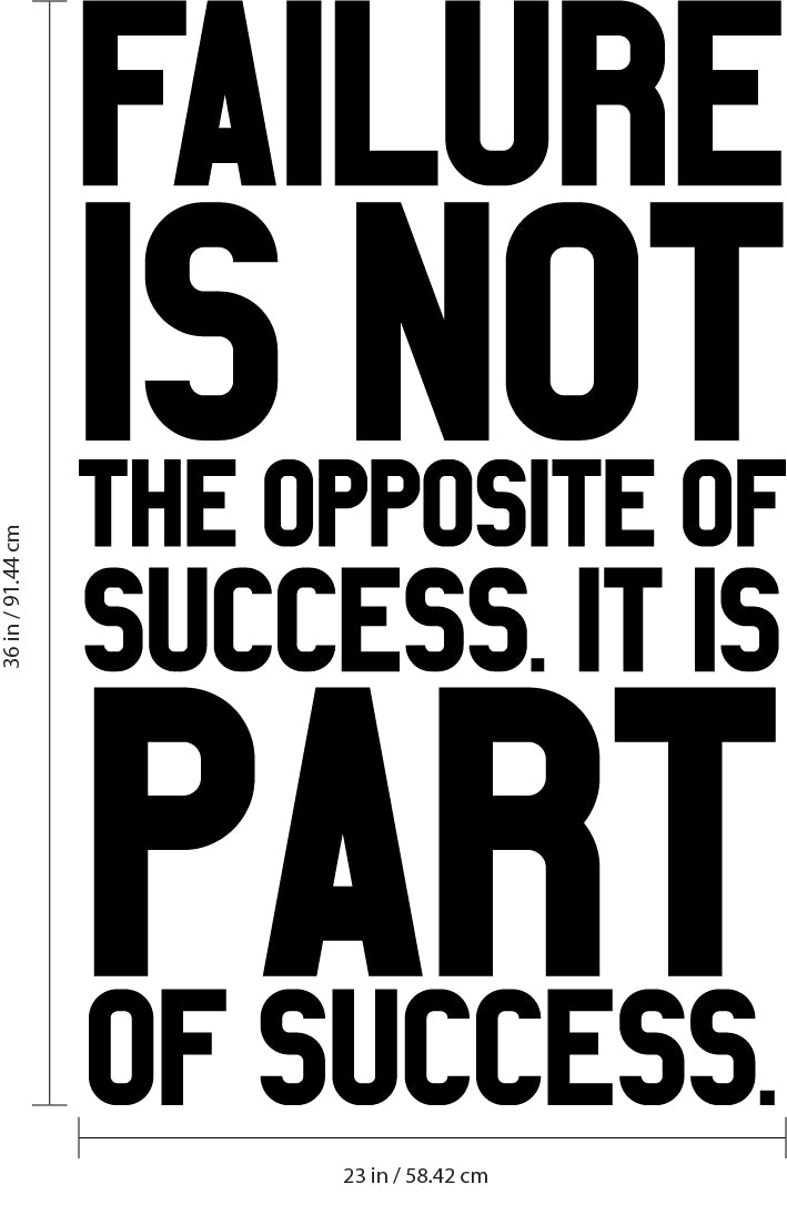 Vinyl Wall Art Decal - Failure is Not The Opposite of Success - 36" x 23" - Inspirational Workplace Bedroom Apartment Decor Decals - Positive Indoor Outdoor Home Living Room Office Quotes 4