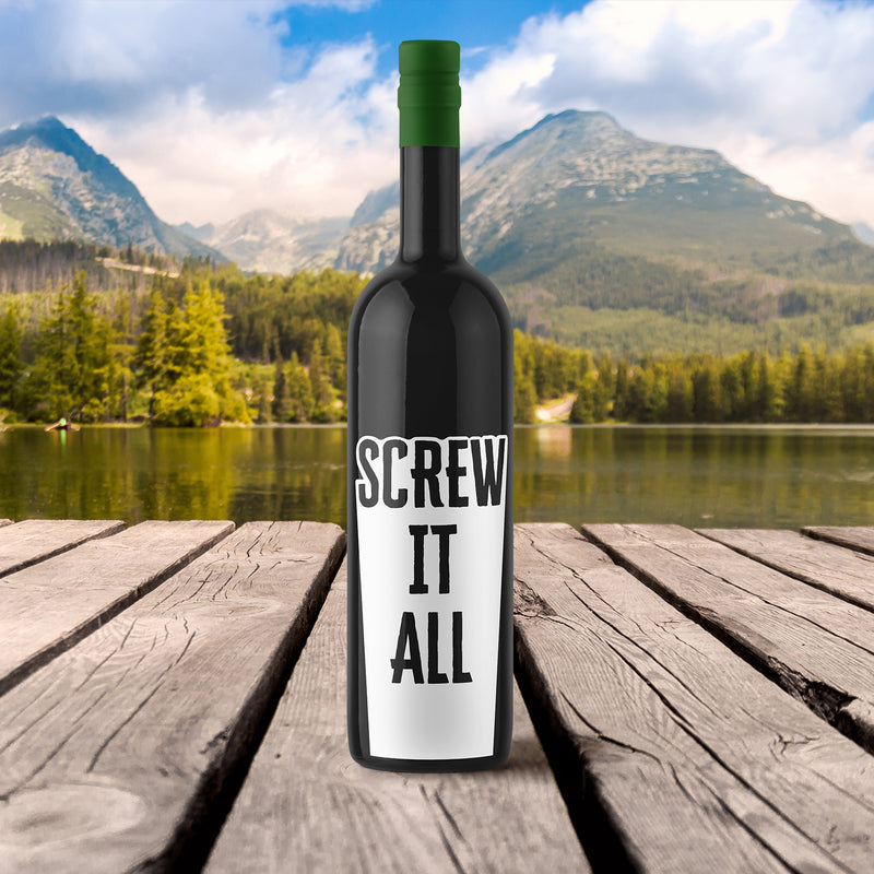 Thank You Wine Bottle Vinyl Sticker Decal - Screw It All - - Funny Humor Unique Party Favor Holiday Season Family Reunion Employee Appreciation Gift 4