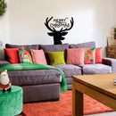 Vinyl Wall Art Decal - Merry Christmas Reindeer - 22" x 23" - Christmas Holiday Seasonal Decoration Sticker - Indoor Outdoor Window Home Living Room Bedroom Apartment Office Door (22" x 23"; Black) 2