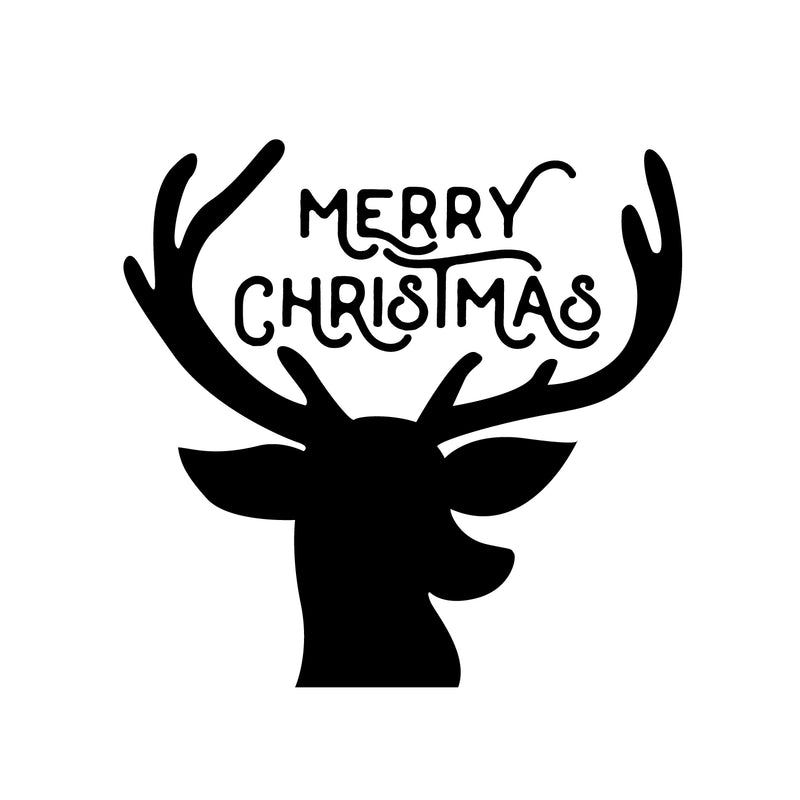 Vinyl Wall Art Decal - Merry Christmas Reindeer - 22" x 23" - Christmas Holiday Seasonal Decoration Sticker - Indoor Outdoor Window Home Living Room Bedroom Apartment Office Door (22" x 23"; Black) 4