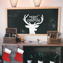 Vinyl Wall Art Decal - Merry Christmas Reindeer - 22" x 23" - Christmas Holiday Seasonal Decoration Sticker - Indoor Outdoor Window Home Living Room Bedroom Apartment Office Door (22" x 23"; White) 2