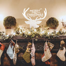 Vinyl Wall Art Decal - Merry Christmas Reindeer - 22" x 23" - Christmas Holiday Seasonal Decoration Sticker - Indoor Outdoor Window Home Living Room Bedroom Apartment Office Door (22" x 23"; White) 3