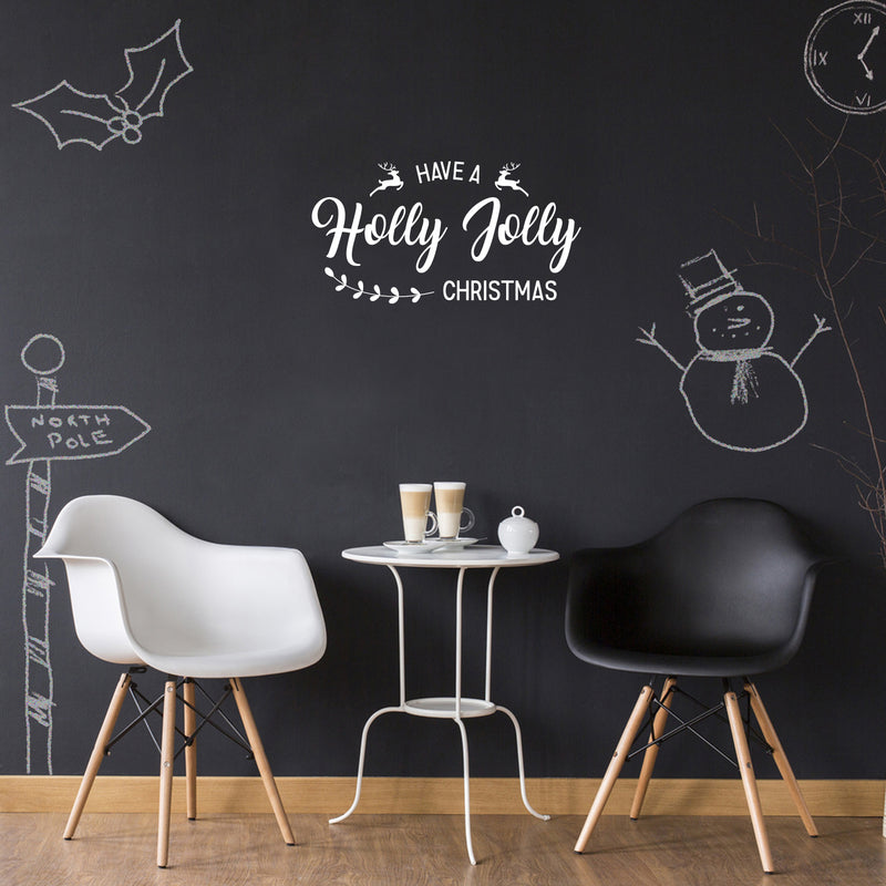 Vinyl Wall Art Decal  - Have A Holly Jolly Christmas - 12" x 23" - Christmas Seasonal Decoration Sticker -  Indoor Outdoor Home Office Wall Door Window Bedroom Workplace Decor Decals 2