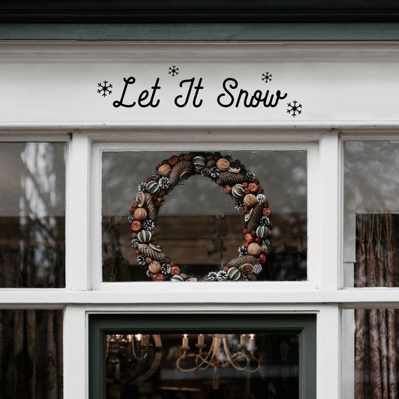 Vinyl Wall Art Decal - Let It Snow Snowflakes - 6" x 23" - Christmas Holiday Seasonal Decoration Sticker - Indoor Outdoor Home Office Wall Door Window Bedroom Workplace Decor Decals (6" x 23"; Black) 2