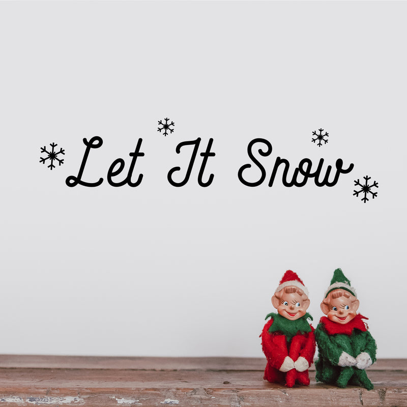 Vinyl Wall Art Decal - Let It Snow Snowflakes - Christmas Holiday Seasonal Decoration Sticker - Indoor Outdoor Home Office Wall Door Window Bedroom Workplace Decor Decals (6" x 23"; Black) 3