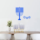 Vinyl Wall Art Decal - 9 Menorah Candles and 3 Star of Davids - 23" x 26" - Jewish Holiday Decor Sticker - Indoor Outdoor Home Office Wall Door Window Bedroom Workplace Decals 2