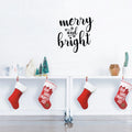 Vinyl Wall Art Decal - Merry and Bright - 21" x 21" - Christmas Seasonal Decoration Sticker - Indoor Outdoor Home Office Wall Door Window Bedroom Workplace Decor Decals (21" x 21"; Black) 1