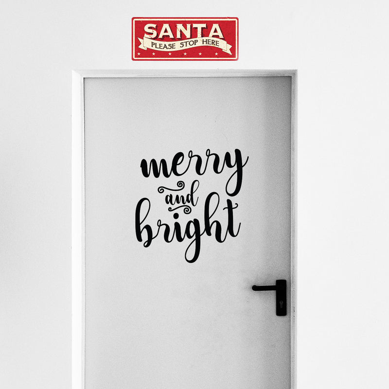 Vinyl Wall Art Decal - Merry and Bright - 21" x 21" - Christmas Seasonal Decoration Sticker - Indoor Outdoor Home Office Wall Door Window Bedroom Workplace Decor Decals (21" x 21"; Black) 4