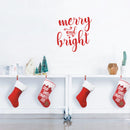 Vinyl Wall Art Decal - Merry and Bright - 21" x 21" - Christmas Seasonal Holiday Decor Sticker - Indoor Outdoor Home Office Wall Door Window Bedroom Workplace Decals (21" x 21"; Red) 2