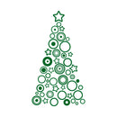Vinyl Wall Art Decal - Circles and Stars Christmas Tree - 36" x 20" - Seasonal Holiday Decor Sticker - Indoor Outdoor Home Office Wall Door Window Bedroom Workplace Decals (36" x 20"; Green) 1