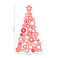 Vinyl Wall Art Decal - Circles and Stars Christmas Tree - 36" x 20" - Seasonal Holiday Decor Sticker - Indoor Outdoor Home Office Wall Door Window Bedroom Workplace Decals (36" x 20"; Red) 1