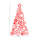 Vinyl Wall Art Decal - Circles and Stars Christmas Tree - 36" x 20" - Seasonal Holiday Decor Sticker - Indoor Outdoor Home Office Wall Door Window Bedroom Workplace Decals (36" x 20"; Red) 1
