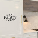 Vinyl Wall Art Decal - Pantry - 5" x 9" - Cursive Lettering Food Cupboard Storeroom Label for Home Dining Room Kitchen Sticker Decor - Modern Apartment Peel and Stick Adhesive Decals 3