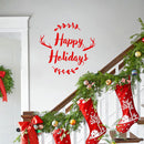Vinyl Wall Art Decal - Happy Holidays - 20" x 22" - Winter Christmas Seasonal Holiday Decoration Sticker - Indoor Outdoor Home Office Wall Door Window Bedroom Workplace Decals (20" x 22"; Red) 3