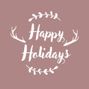 Vinyl Wall Art Decal - Happy Holidays - 20" x 22" - Winter Christmas Seasonal Holiday Decoration Sticker - Indoor Outdoor Home Office Wall Door Window Bedroom Workplace Decals (20" x 22"; White) 1