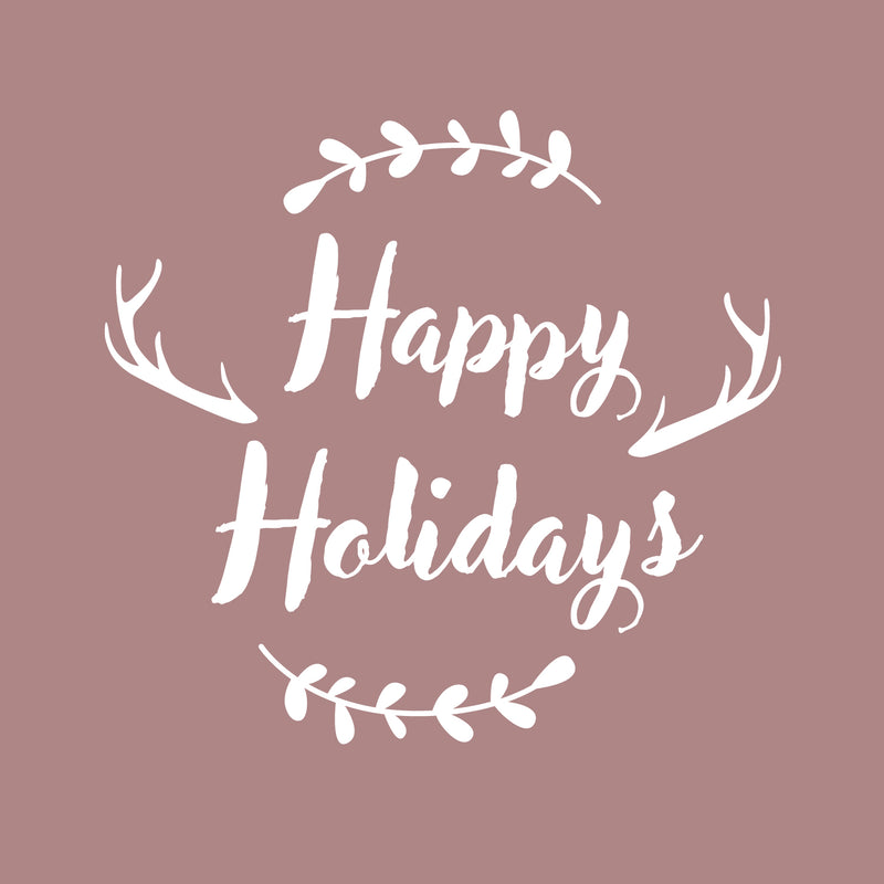 Vinyl Wall Art Decal - Happy Holidays - 20" x 22" - Winter Christmas Seasonal Holiday Decoration Sticker - Indoor Outdoor Home Office Wall Door Window Bedroom Workplace Decals (20" x 22"; White) 1