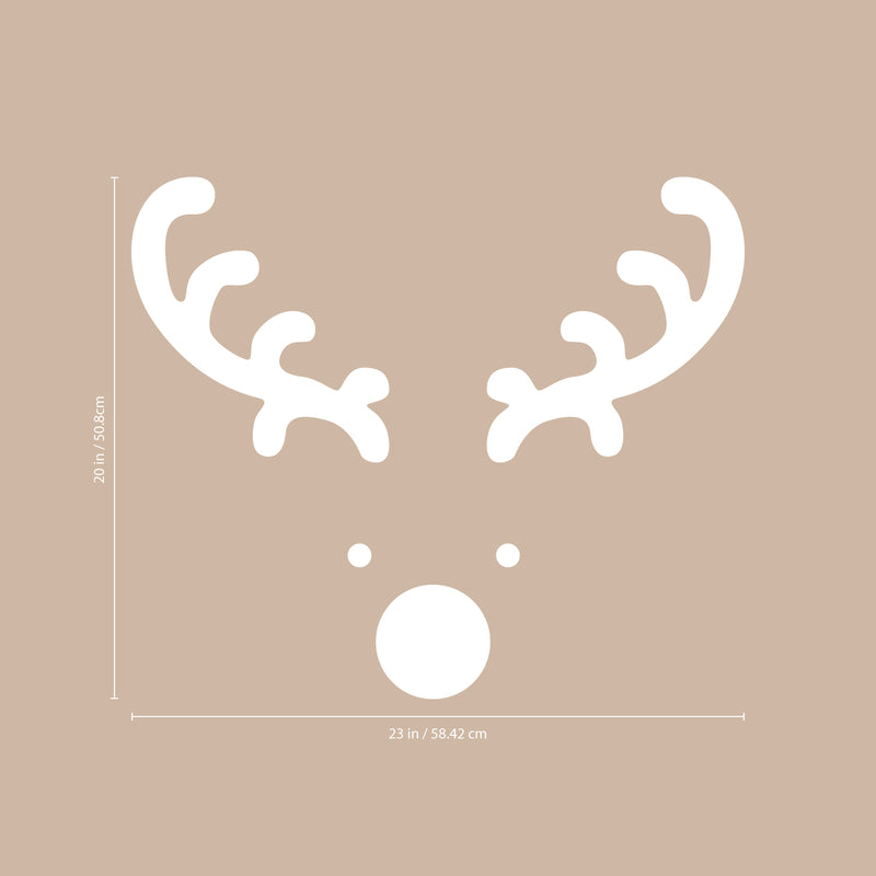 Vinyl Wall Art Decal - Reindeer Face - 20" x 23" - Christmas Seasonal Holiday Decoration Sticker - Indoor Outdoor Window Home Living Room Bedroom Apartment Office Door Decor (20" x 23"; White) 1