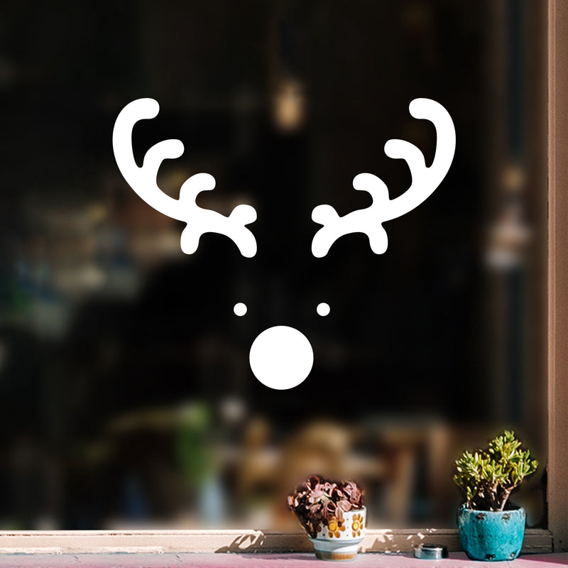 Vinyl Wall Art Decal - Reindeer Face - 20" x 23" - Christmas Seasonal Holiday Decoration Sticker - Indoor Outdoor Window Home Living Room Bedroom Apartment Office Door Decor (20" x 23"; White) 3