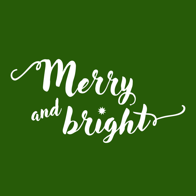 Vinyl Wall Art Decal - Merry and Bright - 11" x 22.5" - Christmas Seasonal Decoration Sticker - Indoor Outdoor Home Office Wall Door Window Bedroom Workplace Decor Decals (11" x 22.5"; White) 1